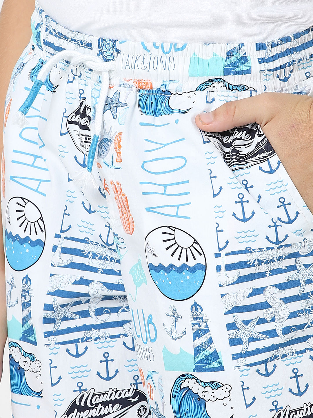 BOYS White Abstract Print Shorts