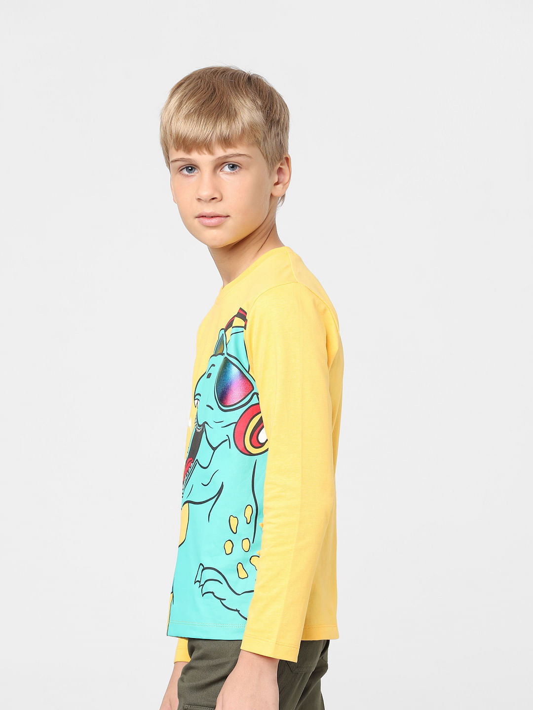 Boys Yellow Graphic Print T-shirt