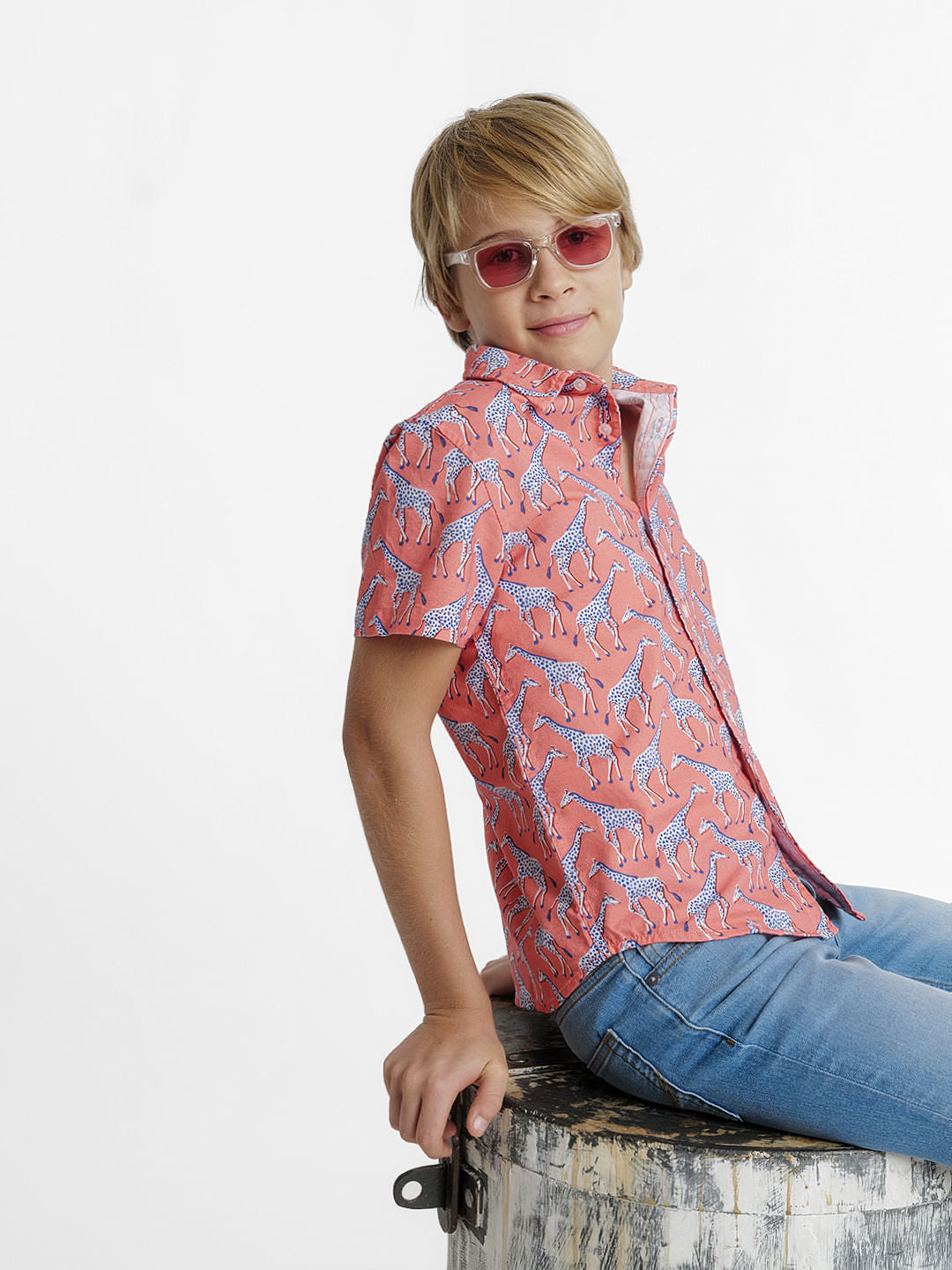 Coral Printed Short Sleeves Shirt - 4/5Y