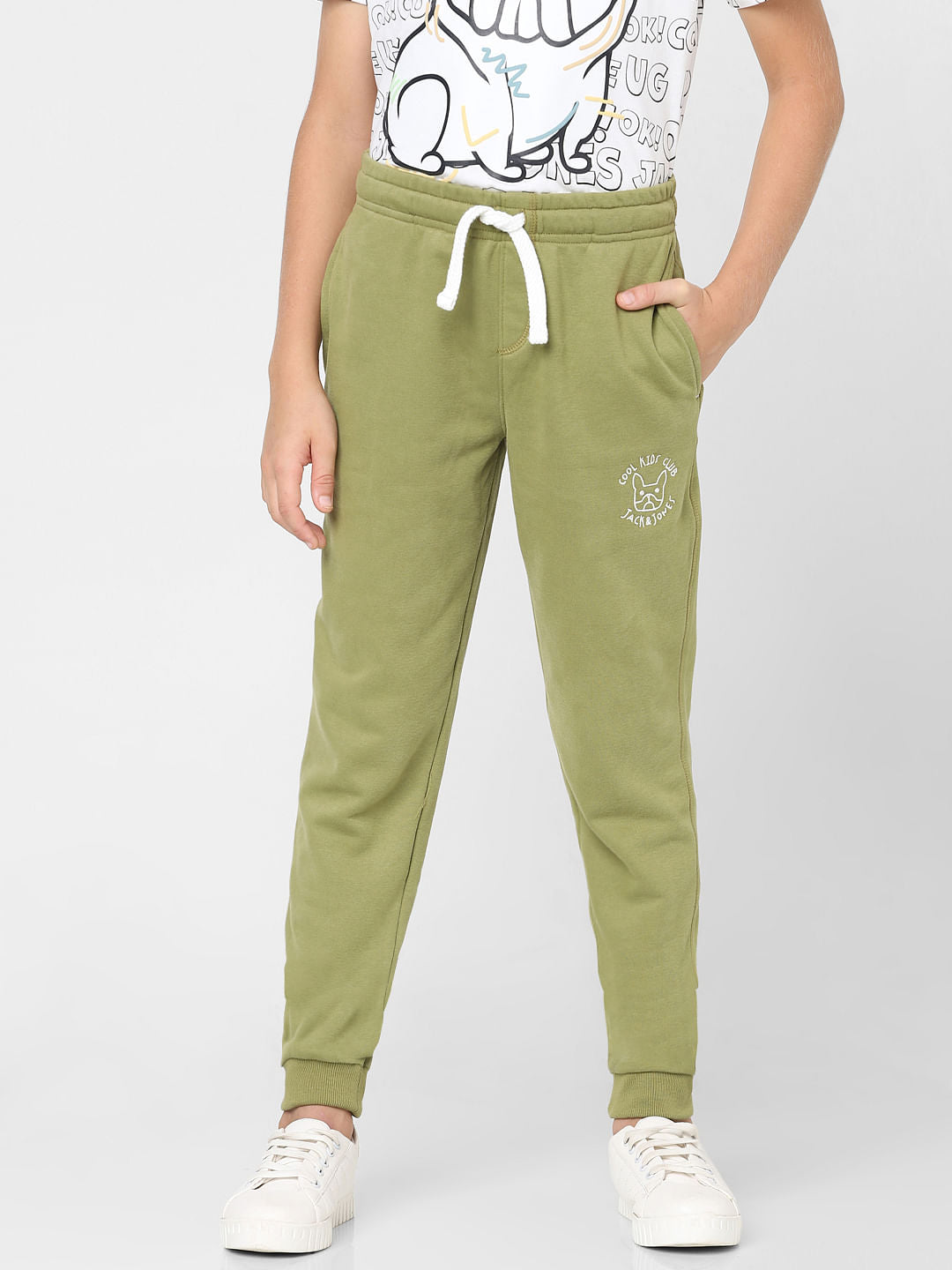 Boys Green Mid Rise Sweatpants