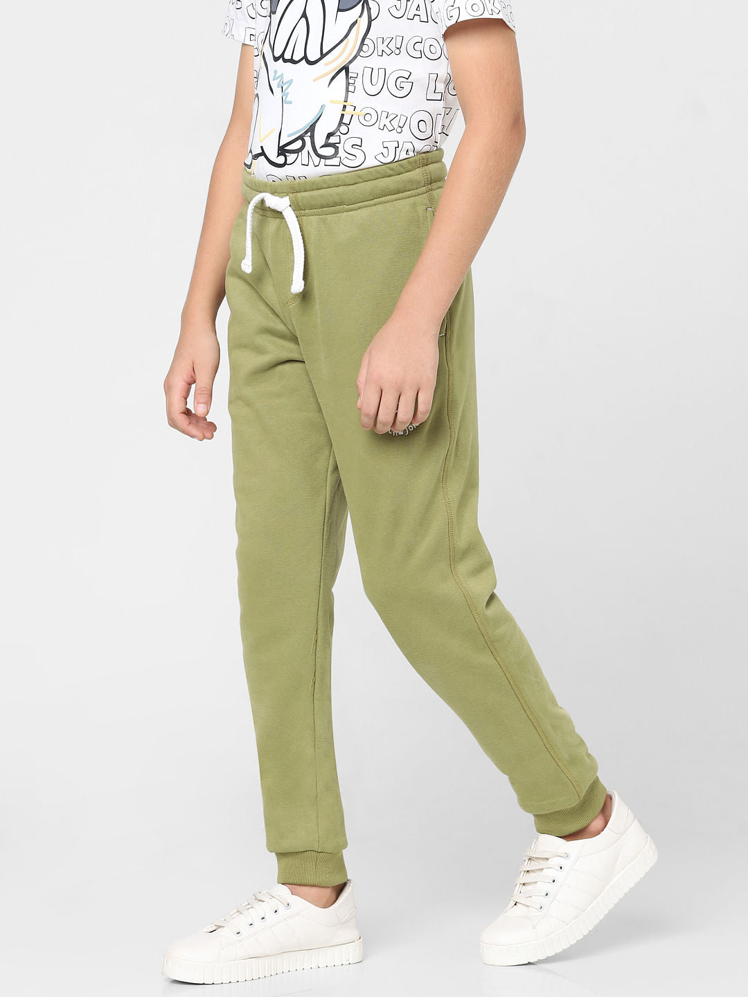 Boys Green Mid Rise Sweatpants