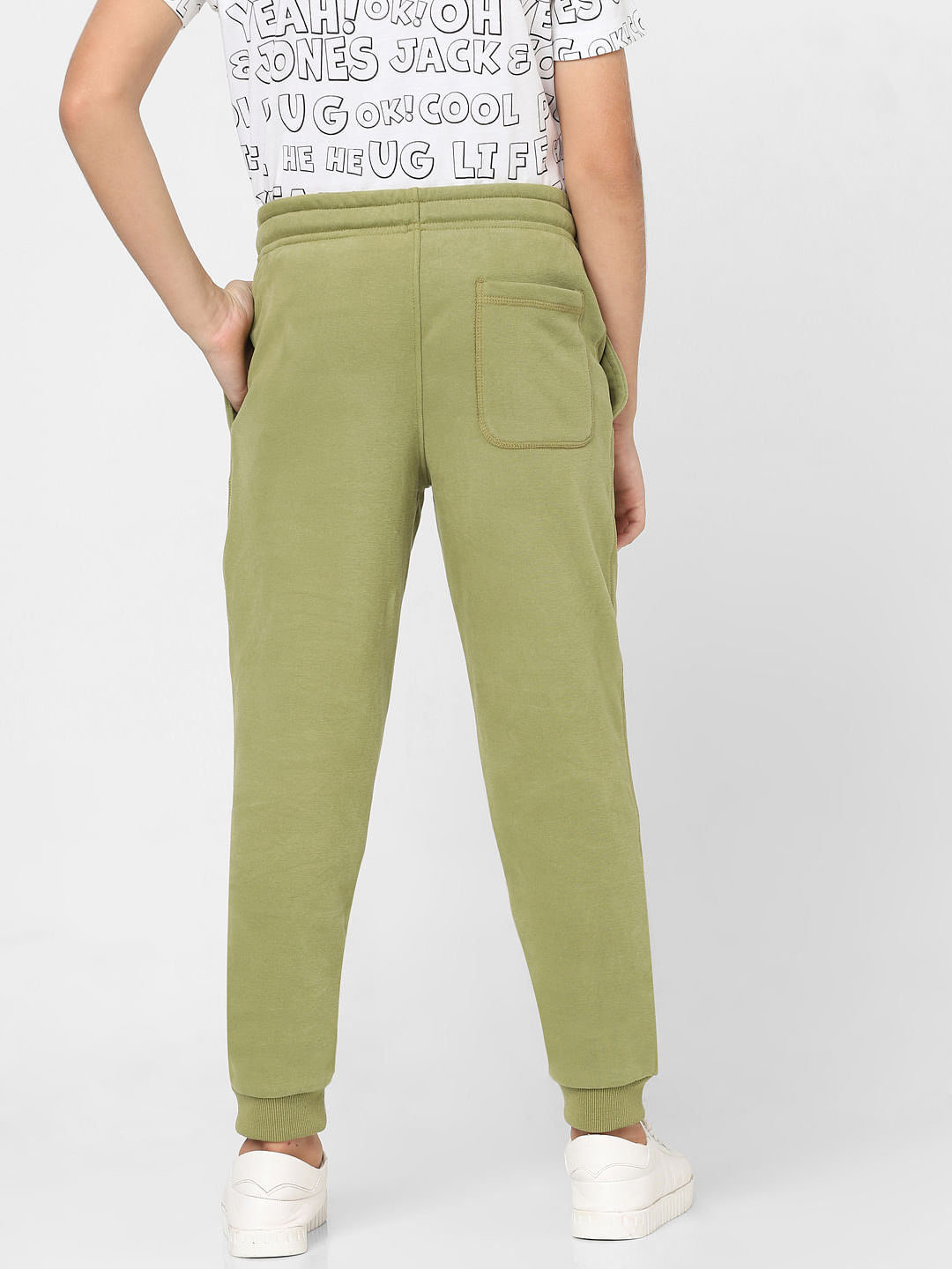 Boys Green Mid Rise Sweatpants