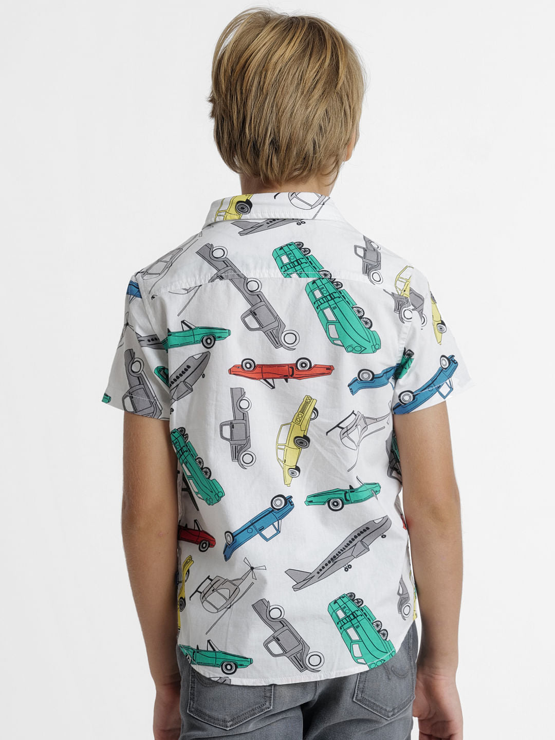 White Printed Short Sleeves Shirt