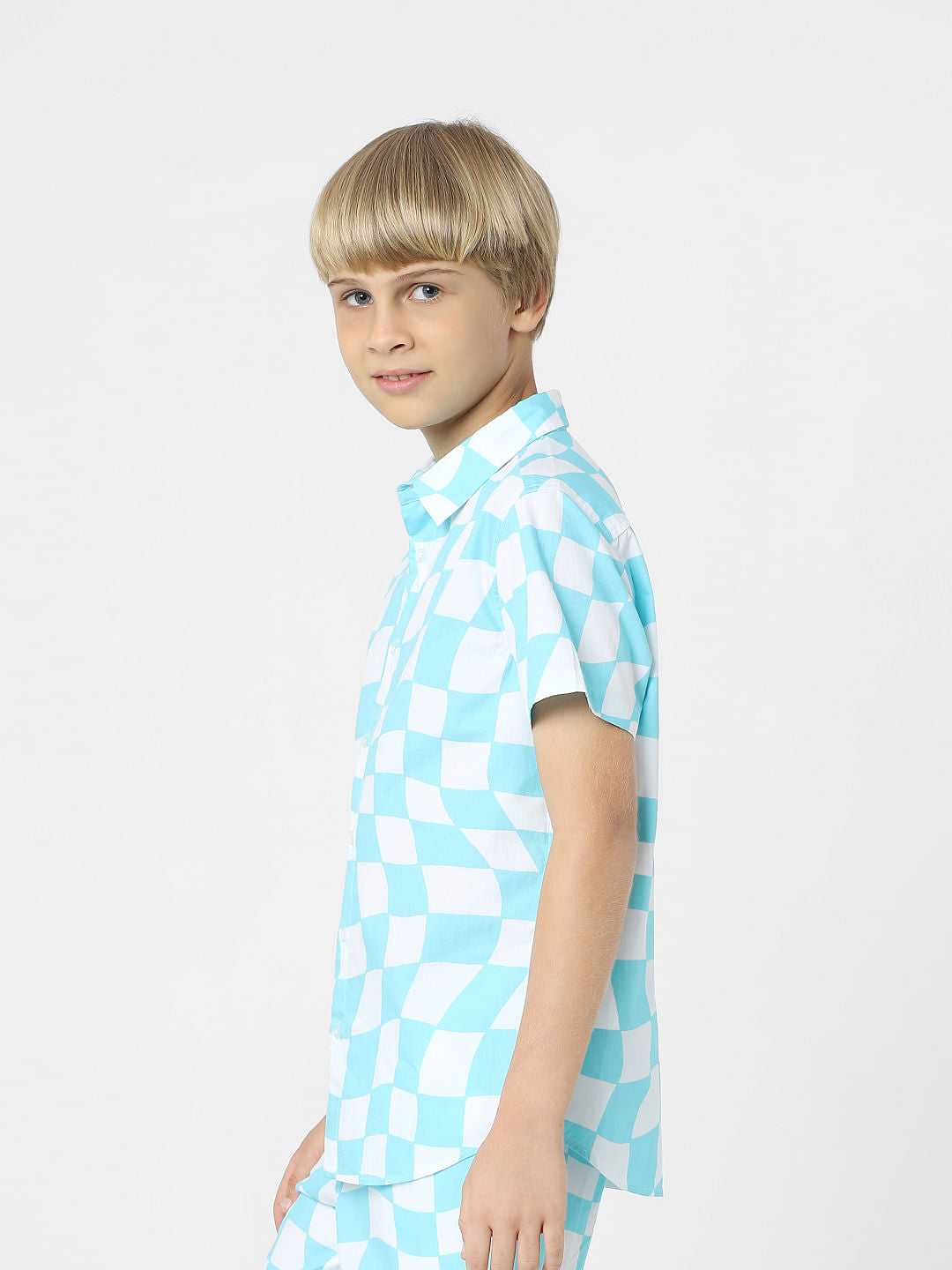 BOYS White Check Print Shirt