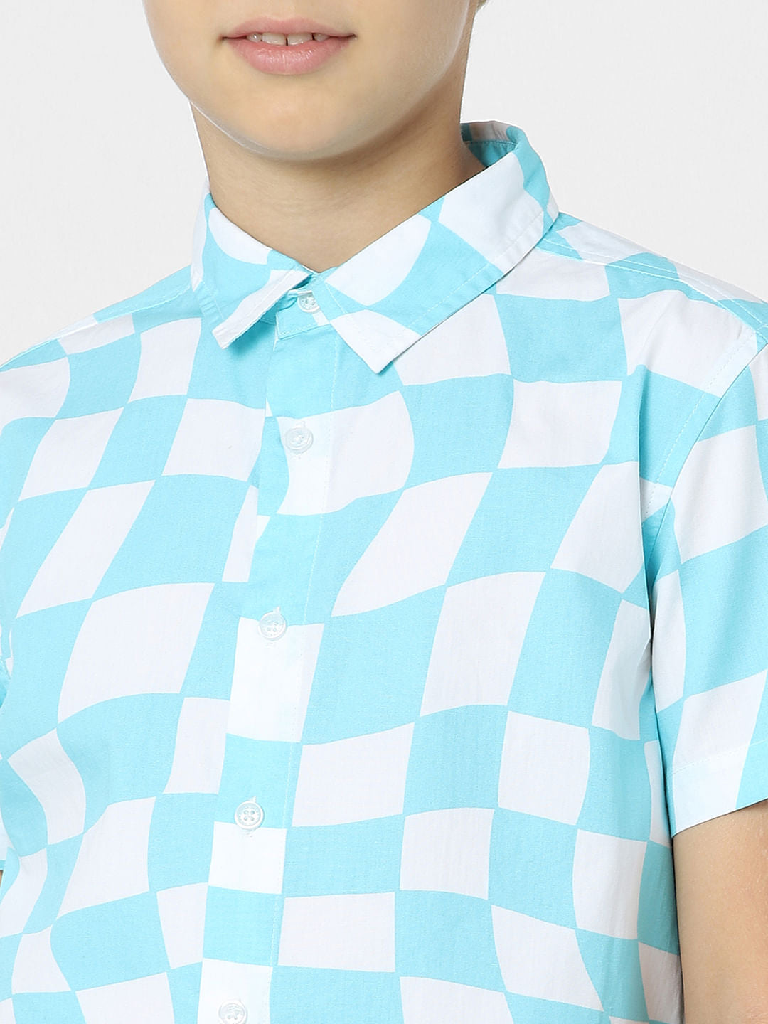 BOYS White Check Print Shirt