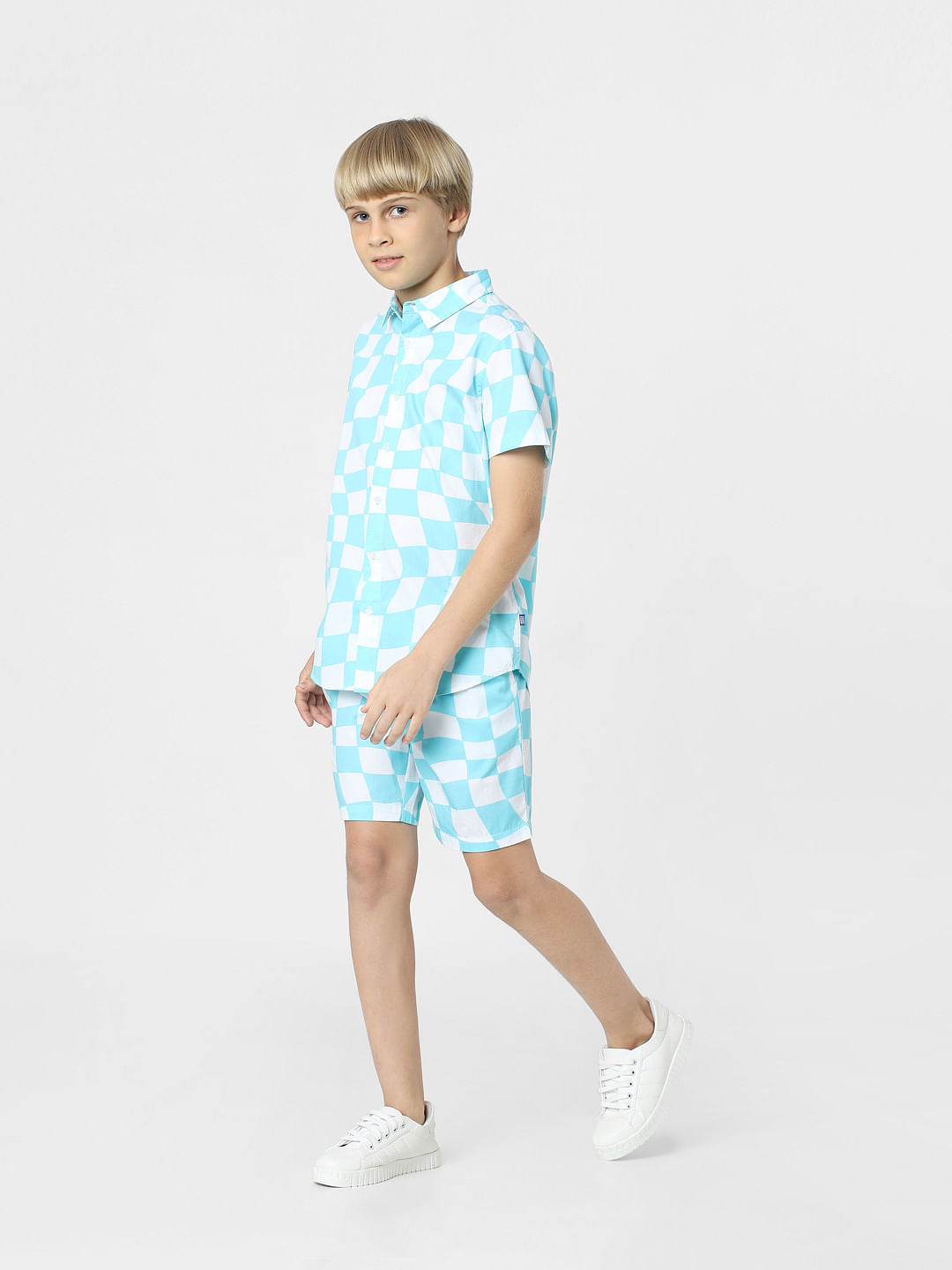 BOYS White Check Print Shirt