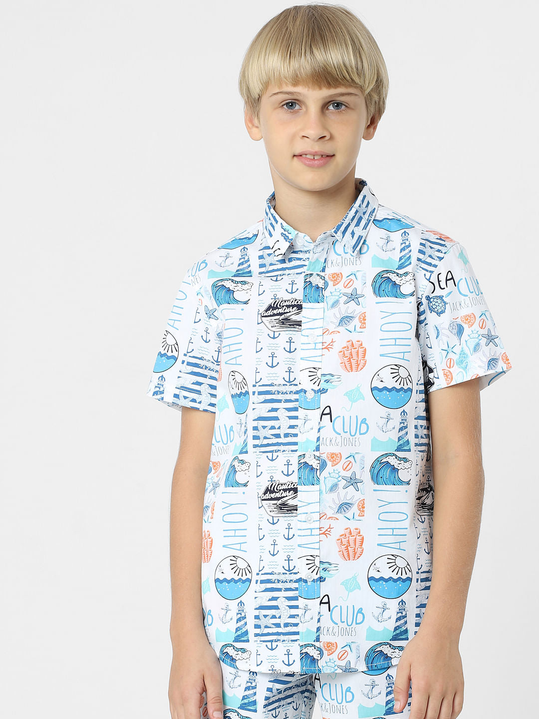 BOYS White Abstract Print Shirt