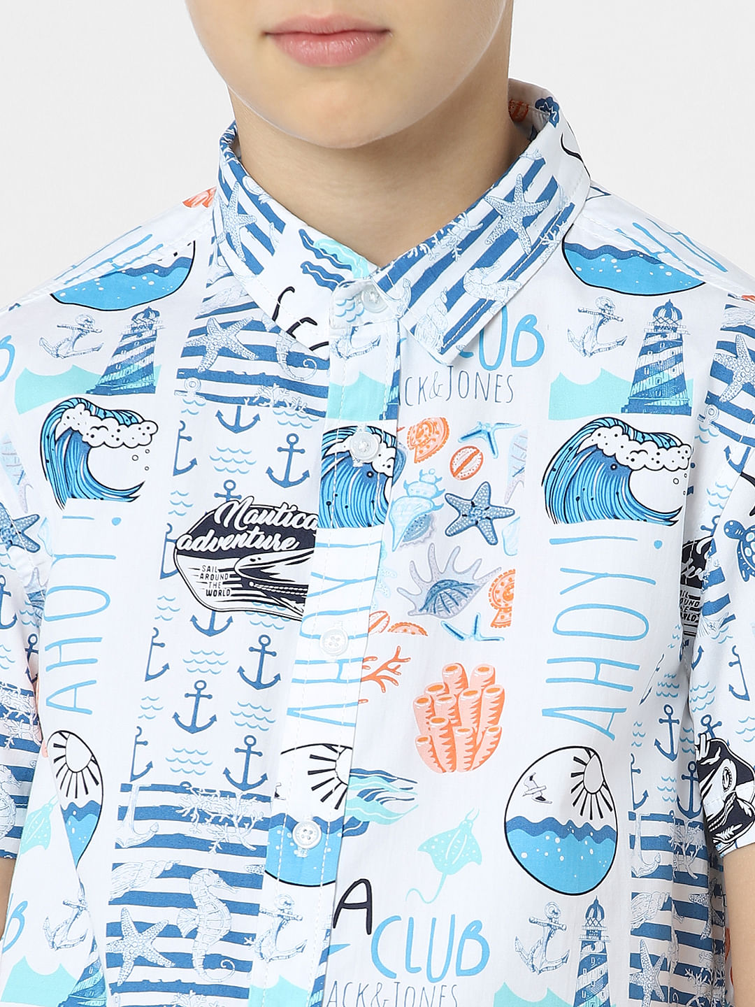 BOYS White Abstract Print Shirt
