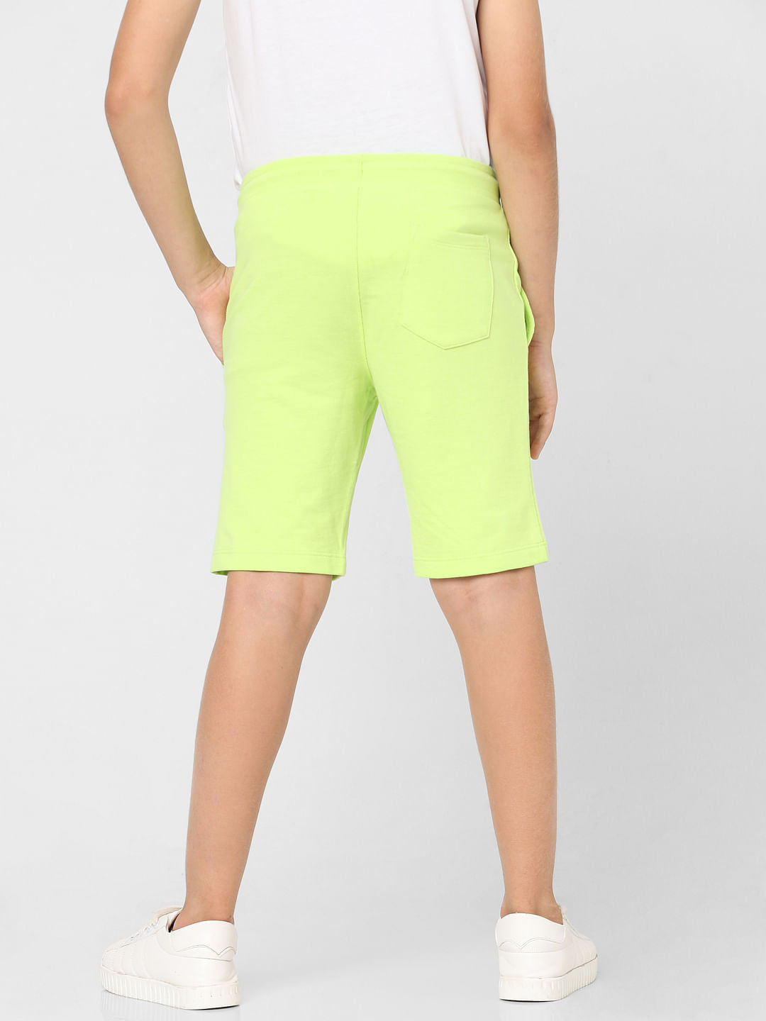 Boys Green Mid Rise Sweatshorts