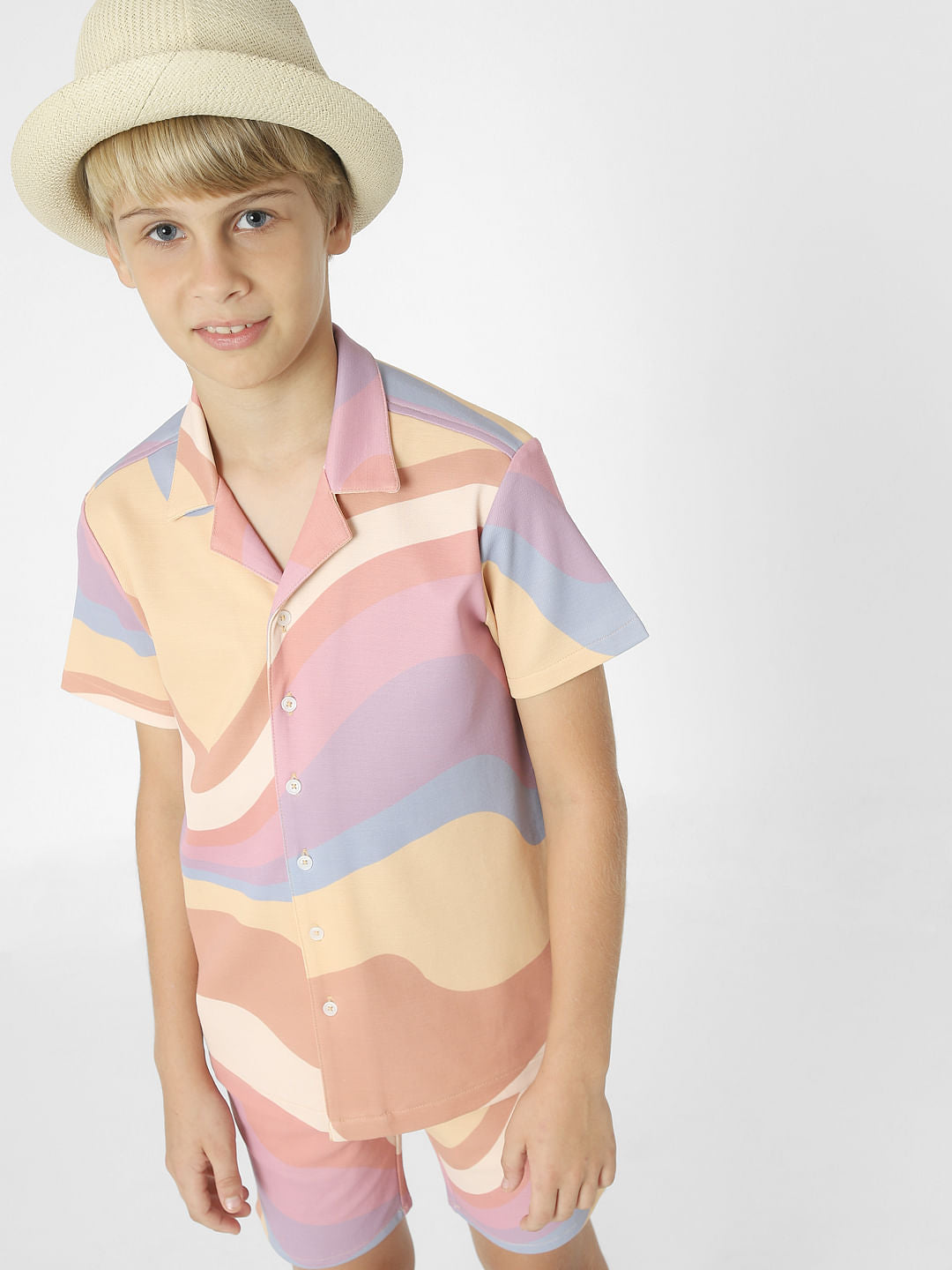 BOYS Pink Abstract Print Co-ord Set Shirt - 4/5Y