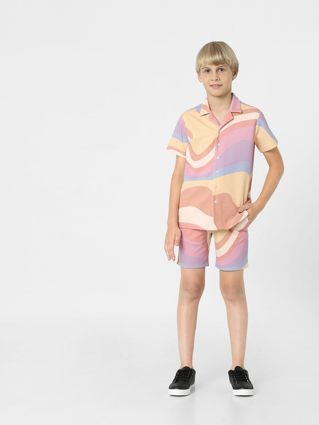 BOYS Pink Abstract Print Co-ord Set Shirt