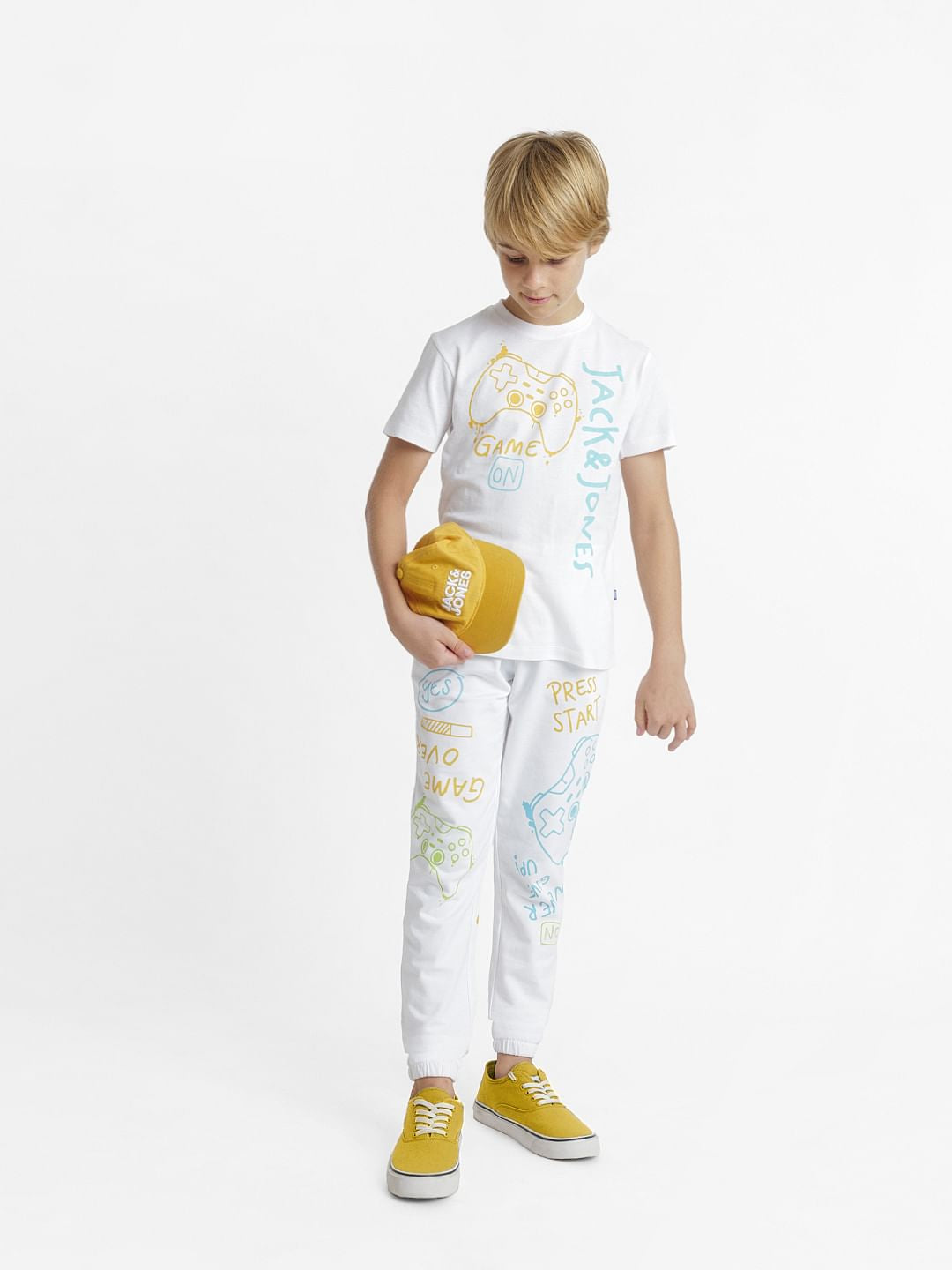White Gamer Print Co-ord Set T-shirt - 4/5Y