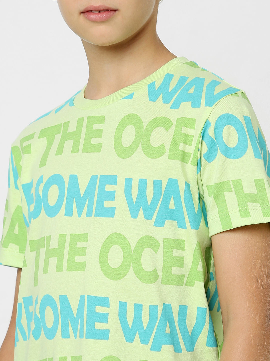 Boys Green Typographic Print T-shirt