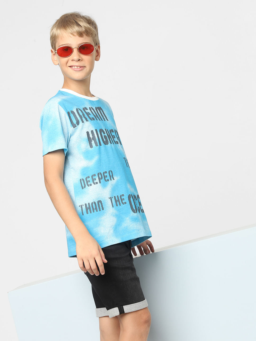 Boys Blue Slogan Print Crew Neck T-shirt - 4/5Y