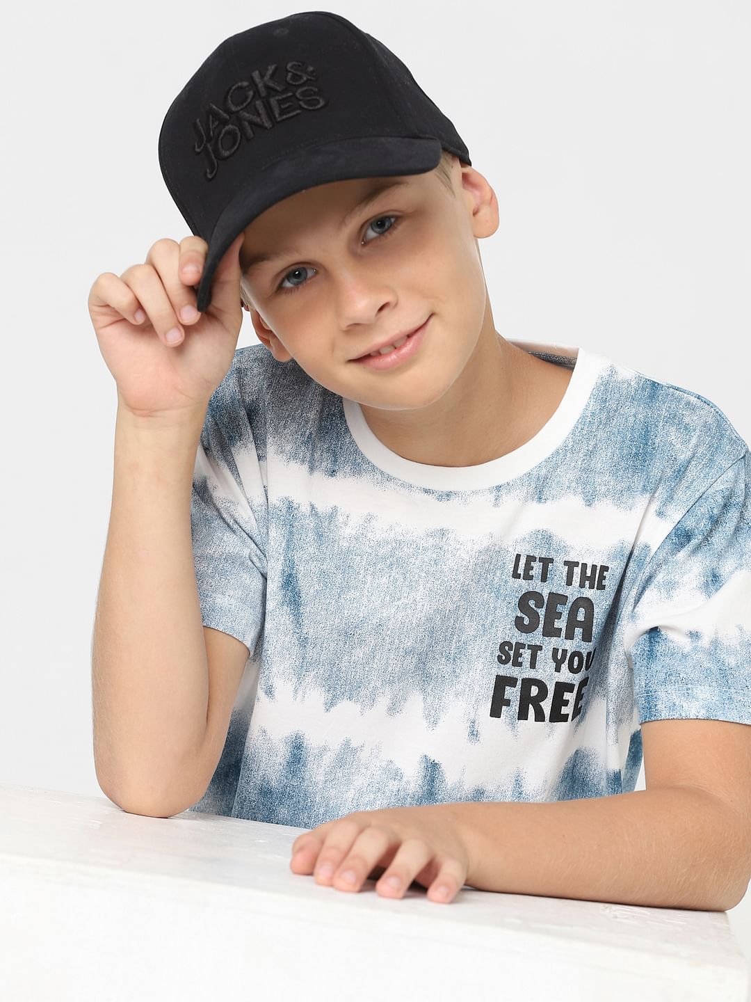 Boys Blue Graphic Print T-shirt