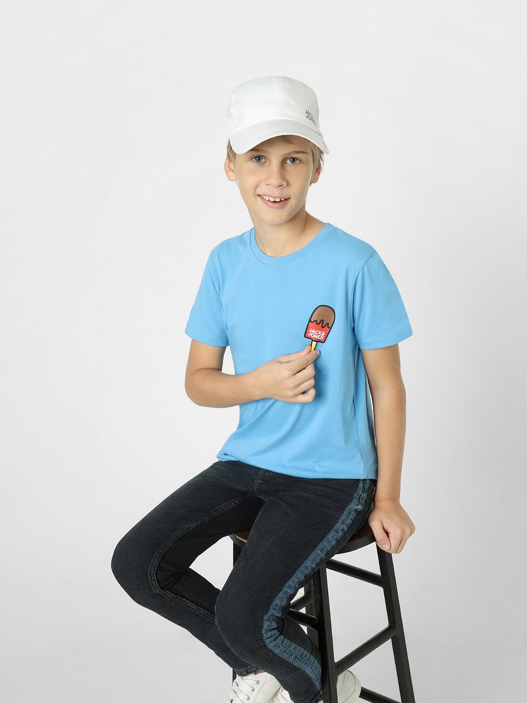 Boys Blue Crew Neck T-shirt - 4/5Y
