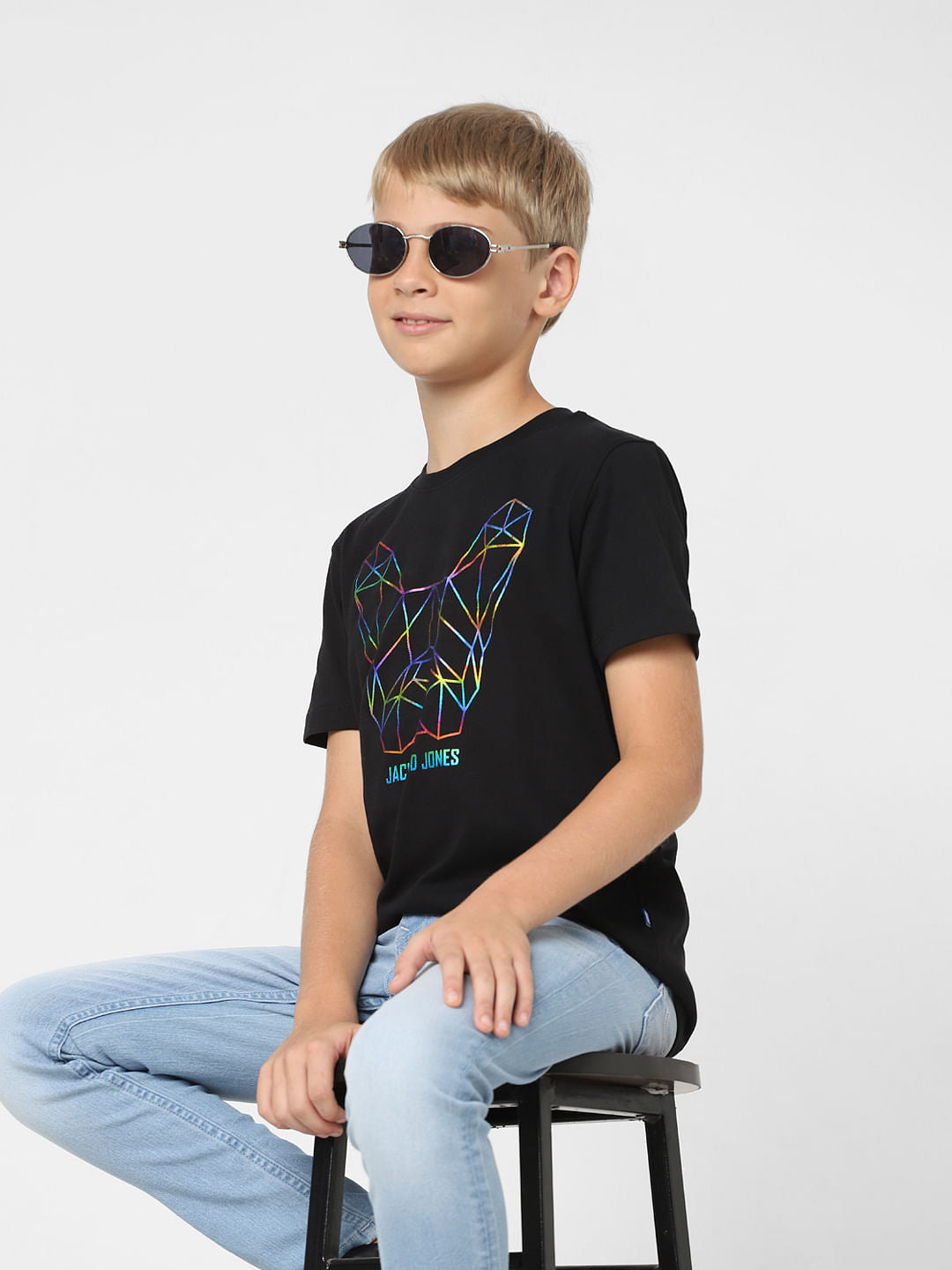 Boys Black Graphic Print T-shirt - 4/5Y