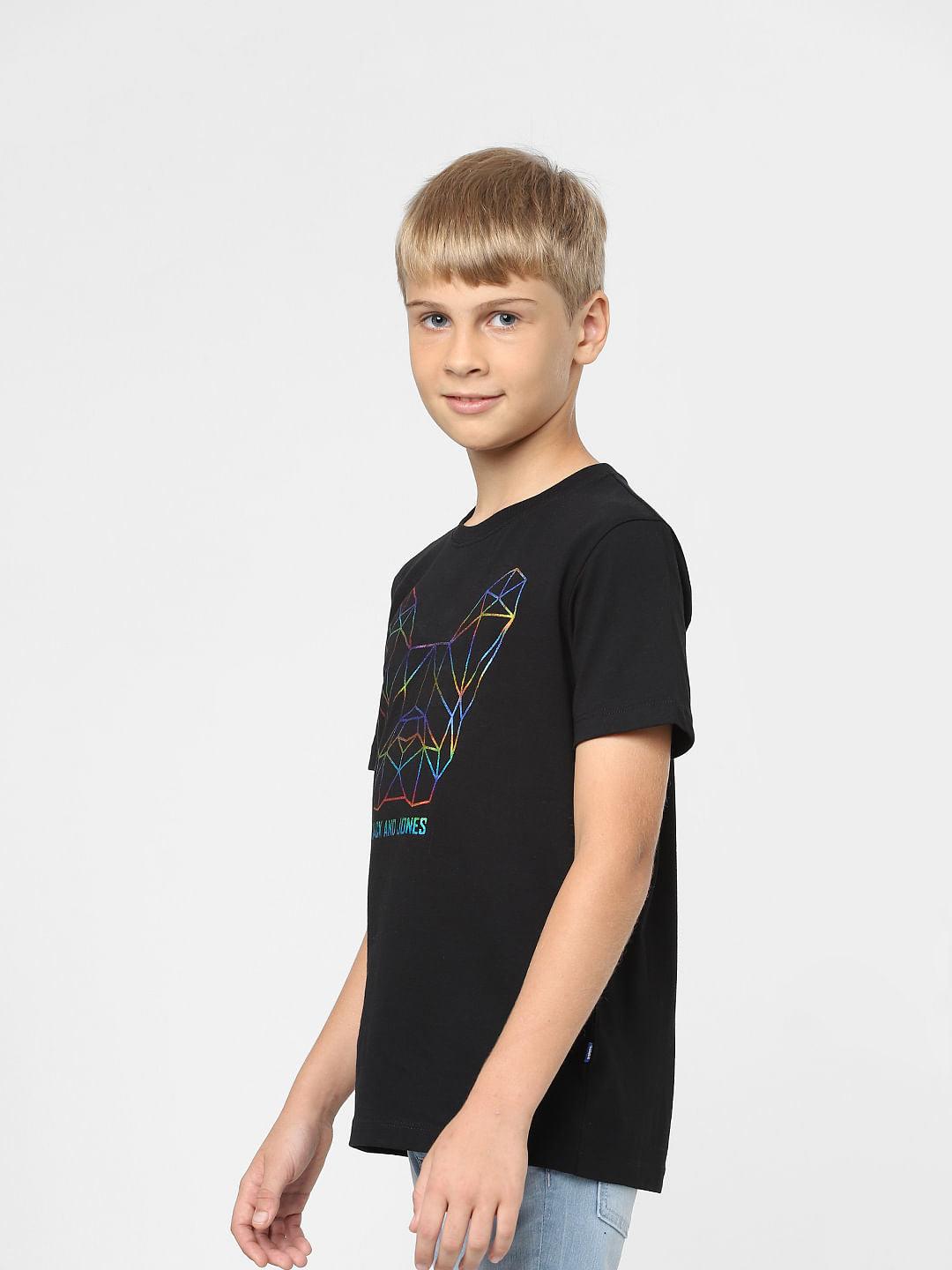 Boys Black Graphic Print T-shirt