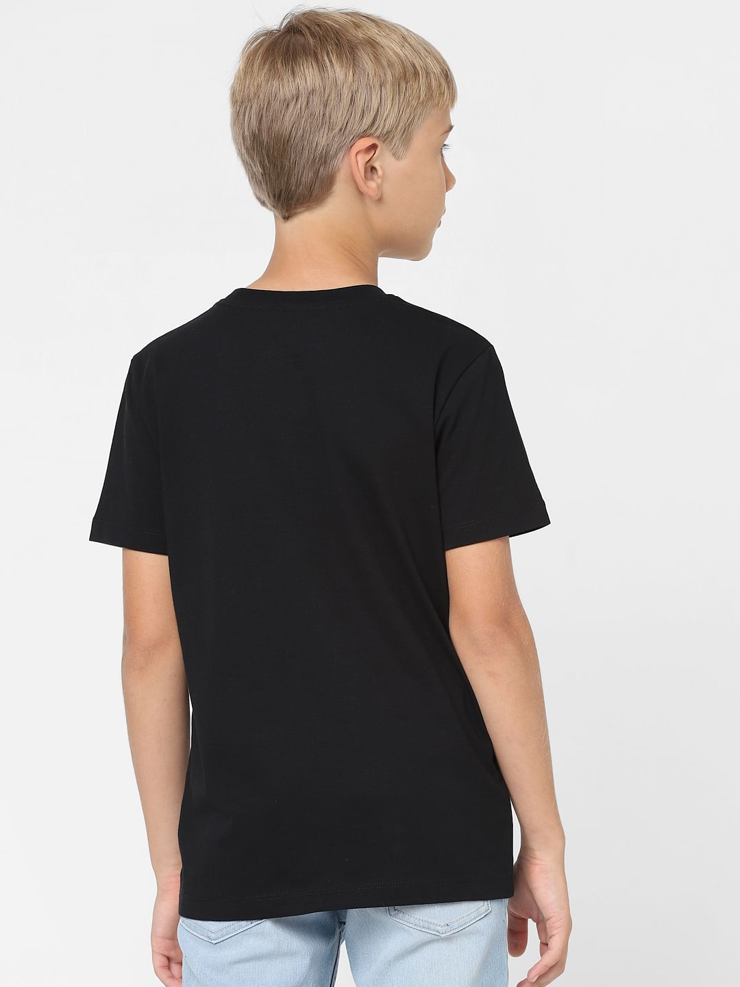 Boys Black Graphic Print T-shirt