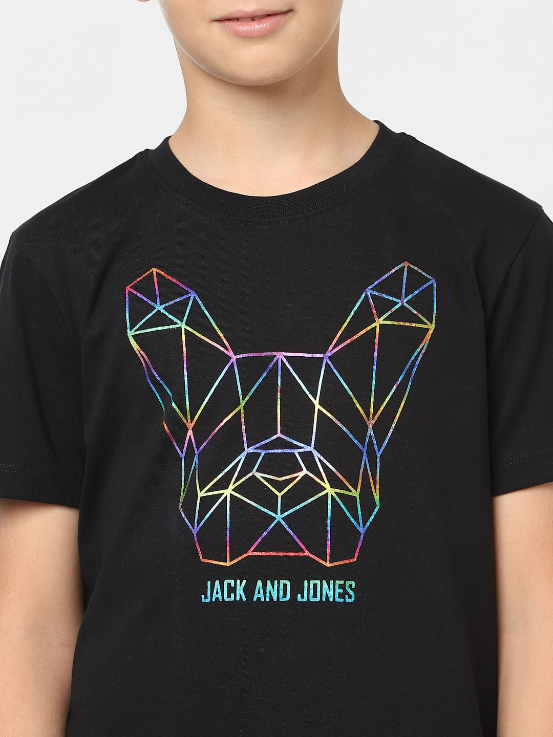 Boys Black Graphic Print T-shirt
