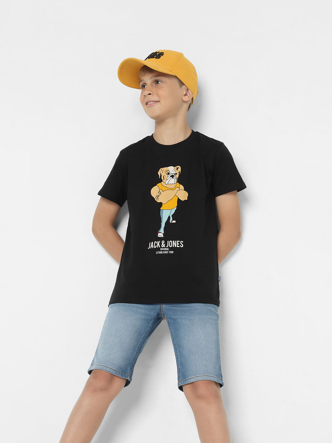 Boys Black Graphic Print T-shirt