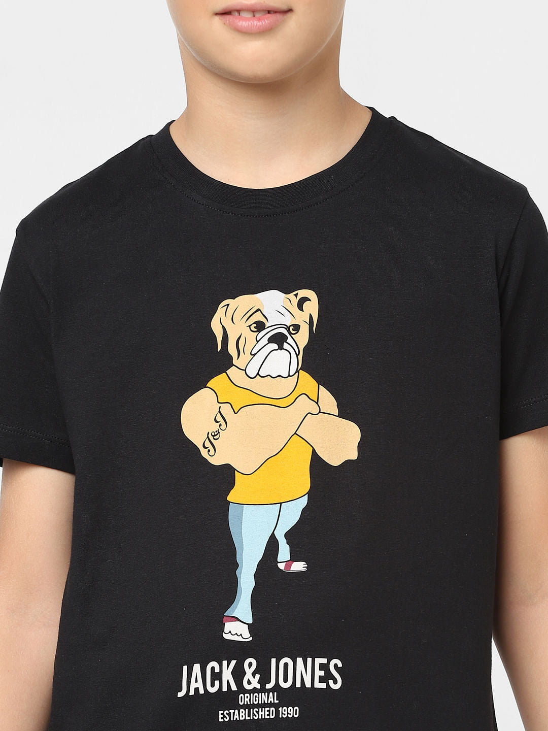 Boys Black Graphic Print T-shirt