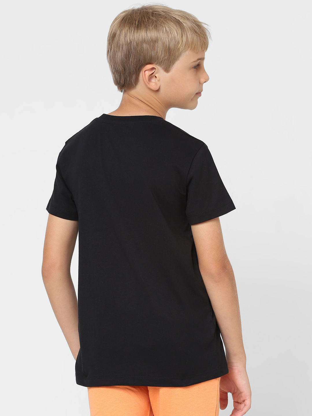 Boys Black Logo Print Crew Neck T-shirt