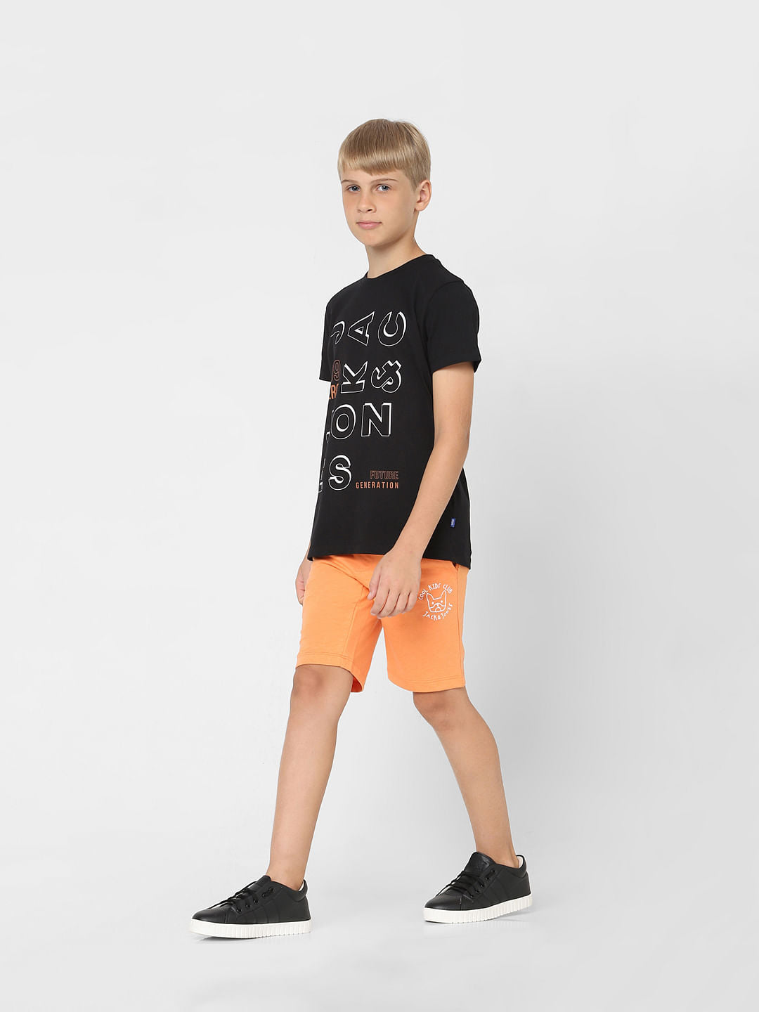 Boys Black Logo Print Crew Neck T-shirt