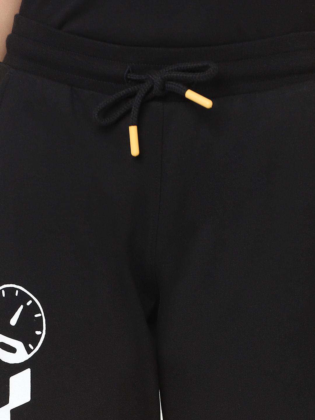 Boys Black Mid Rise Printed Sweatpants