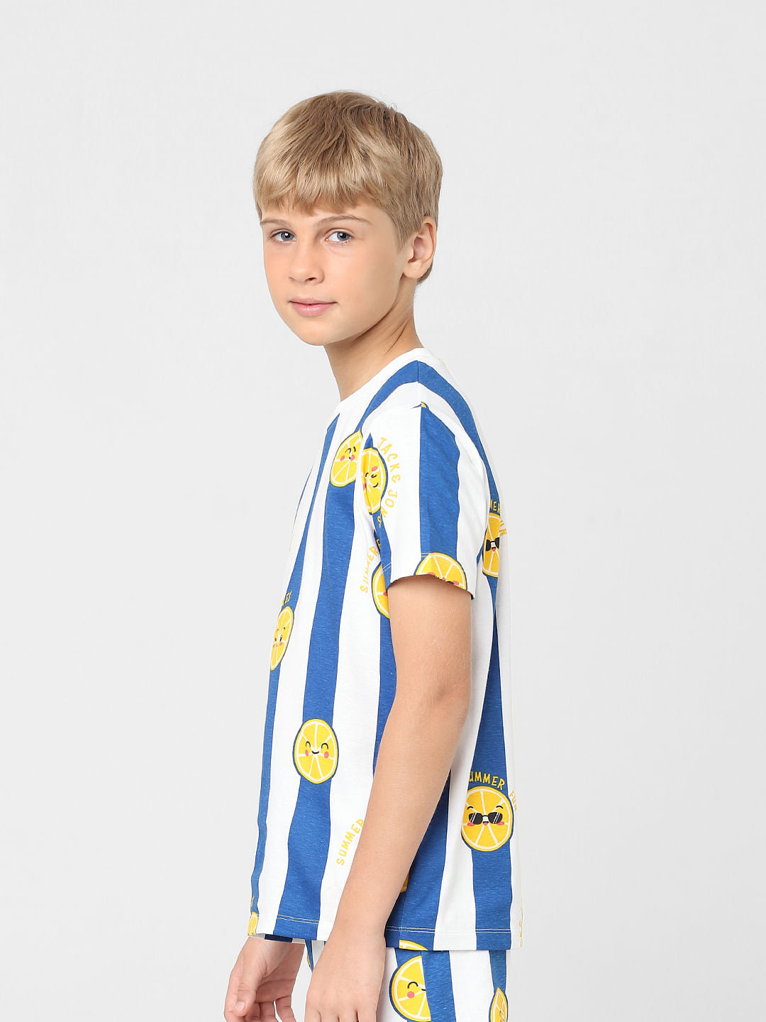 Boys Blue Striped Co-ord T-shirt