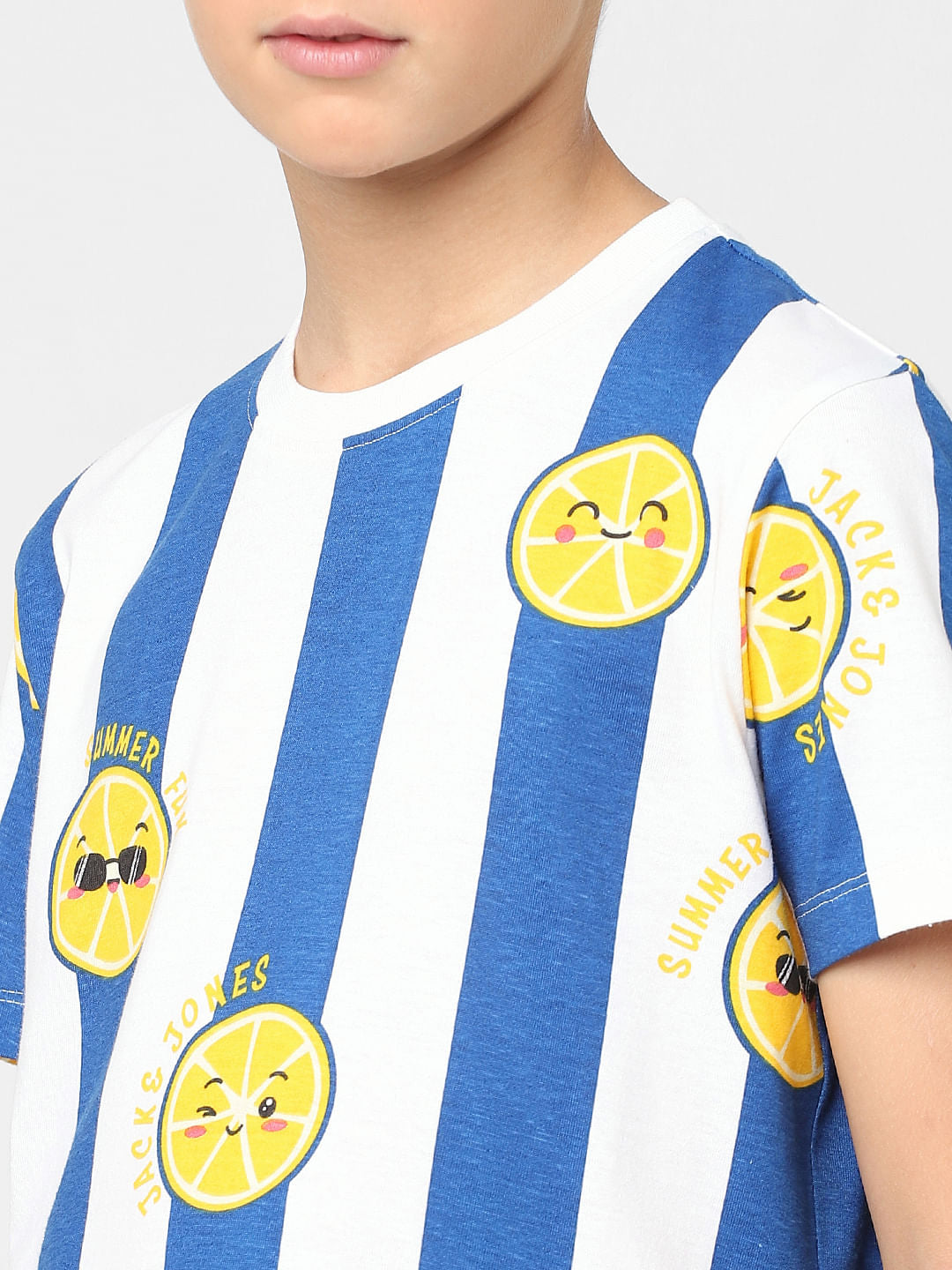 Boys Blue Striped Co-ord T-shirt