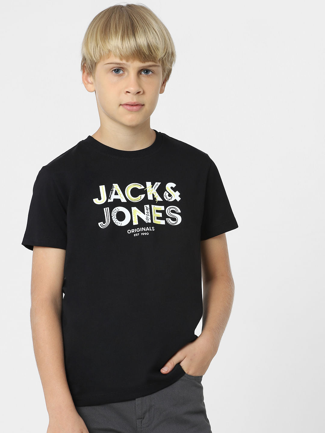 BOYS Black Logo Print T-shirt