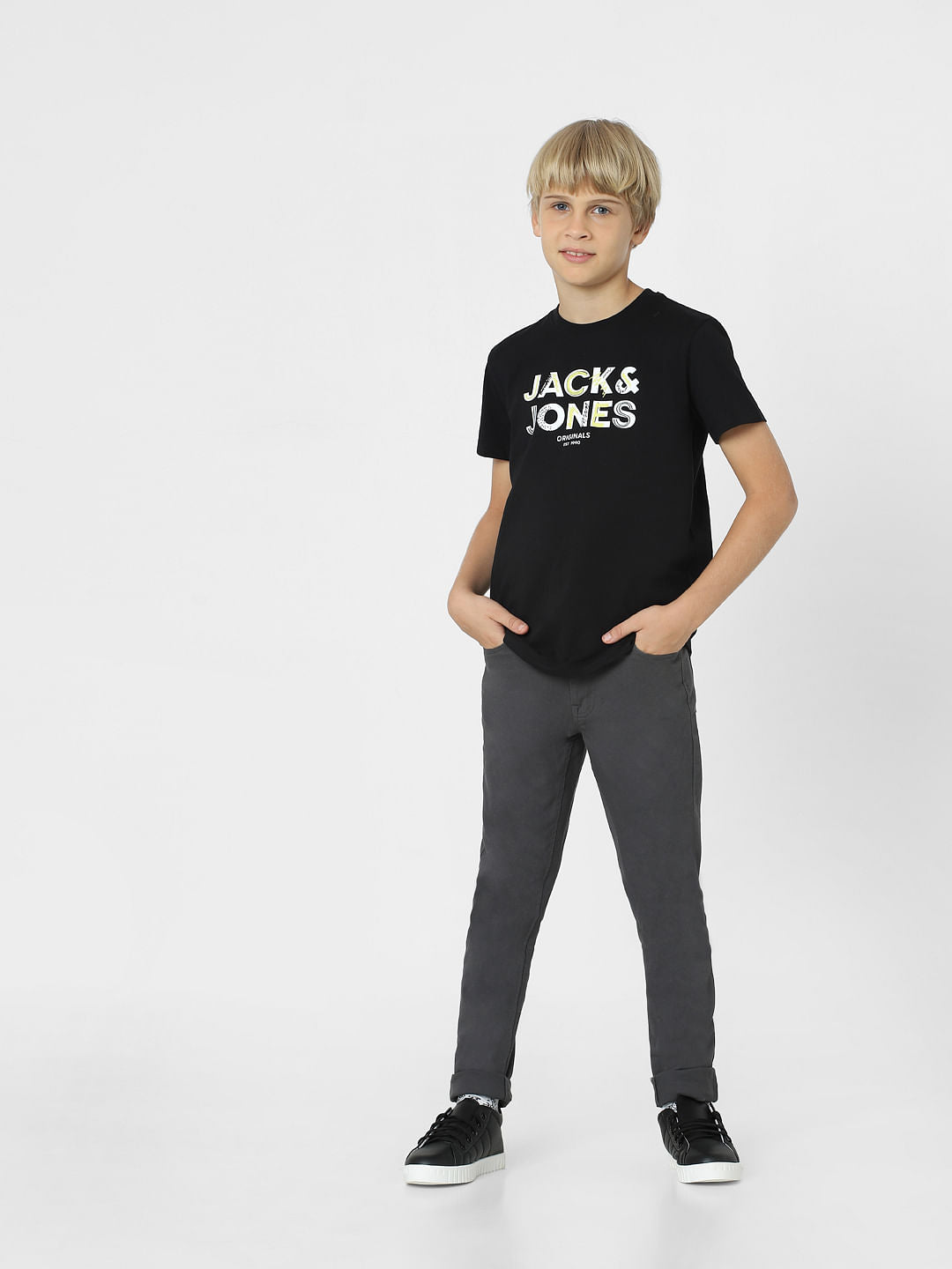 BOYS Black Logo Print T-shirt