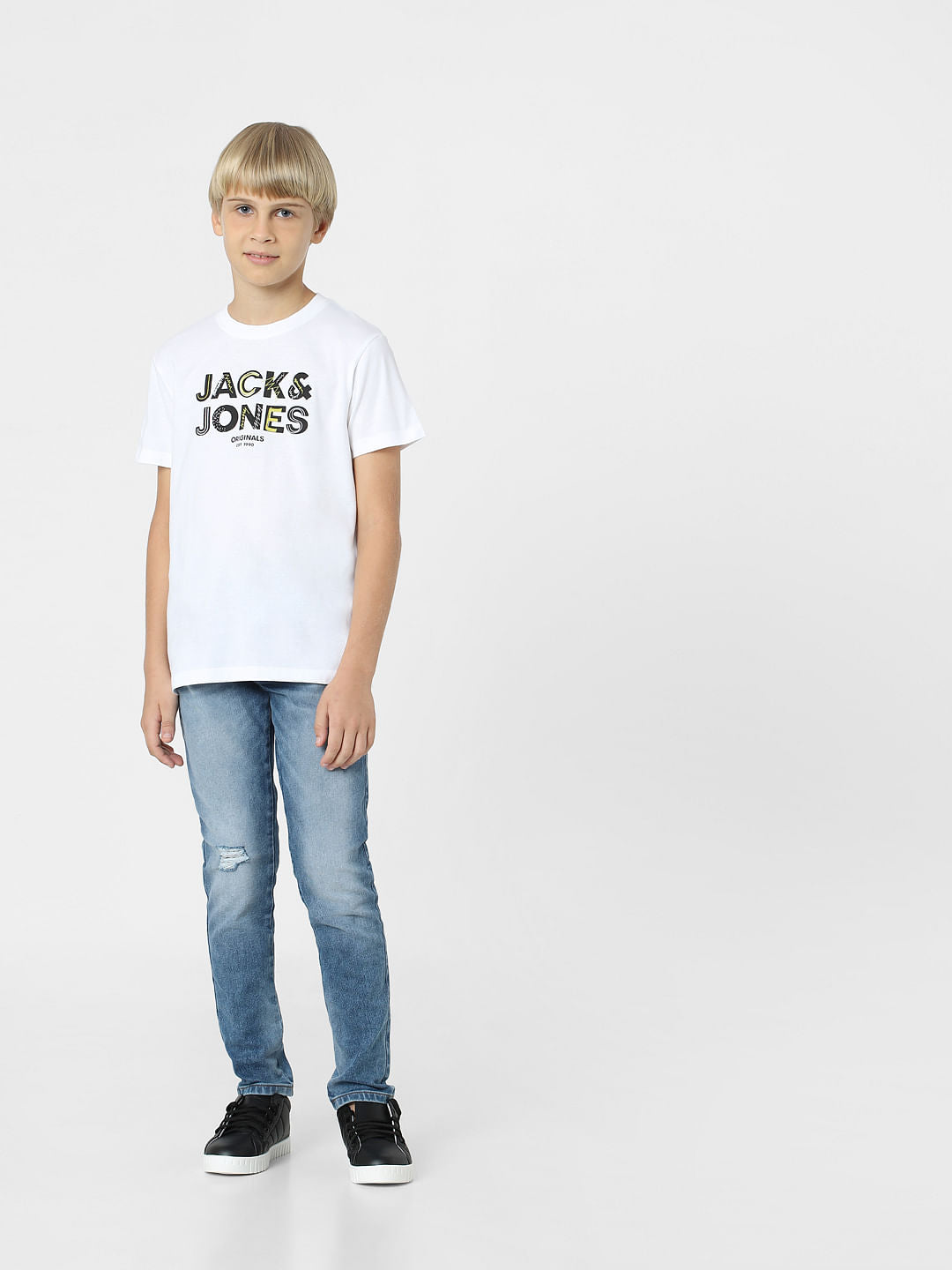 BOYS White Logo Print T-shirt