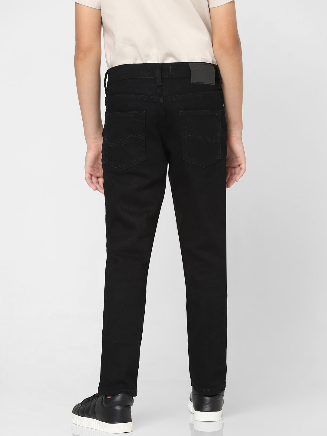 Boys Black Mid Rise Regular Fit Jeans