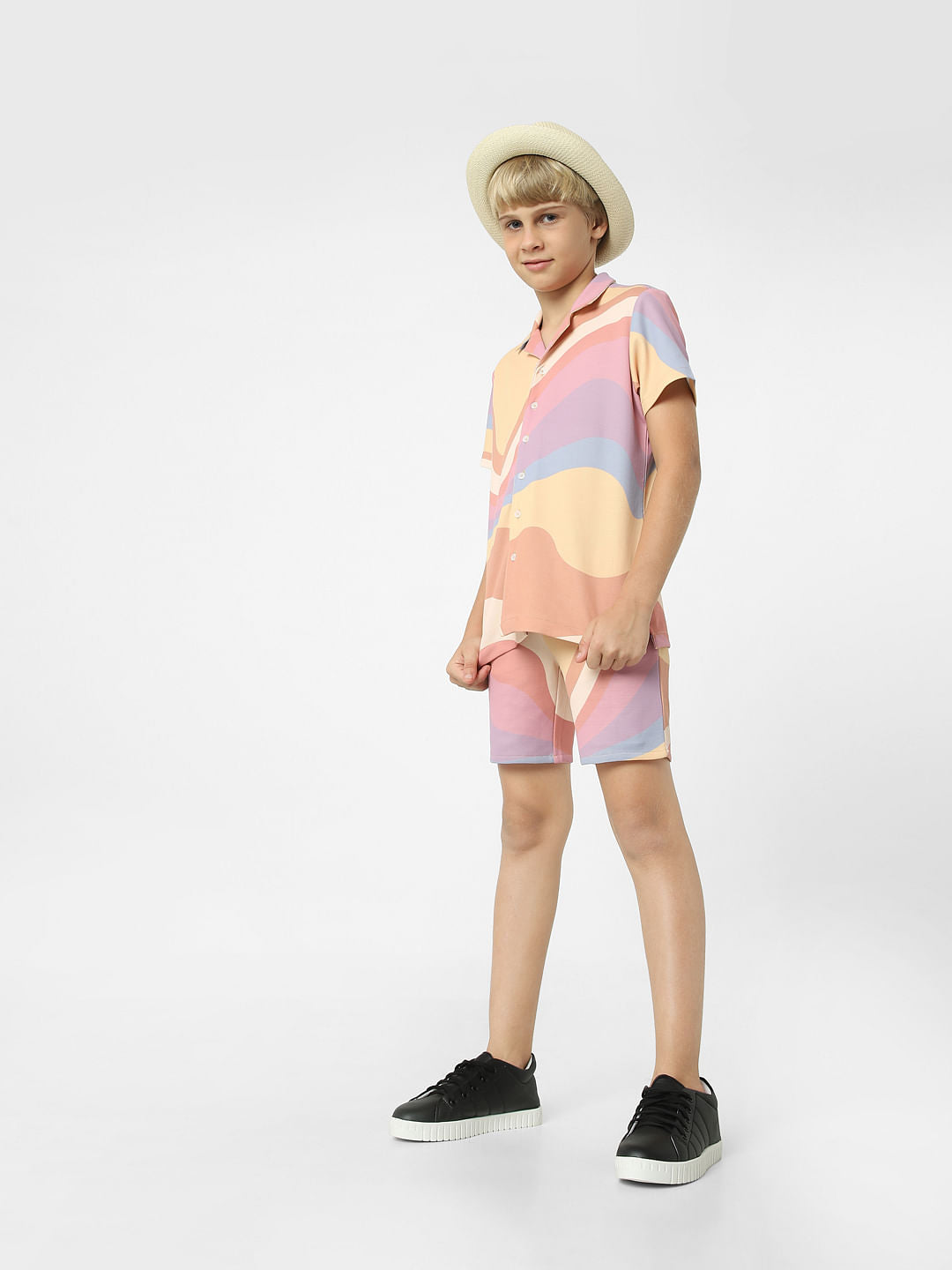 BOYS Pink Abstract Print Co-ord Set Shorts - 4/5Y
