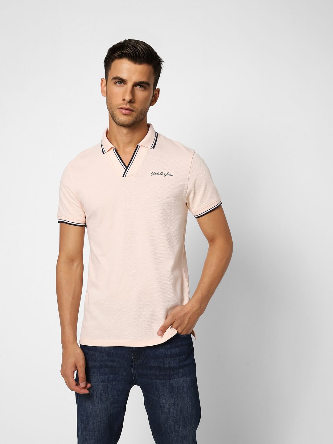 Lilac Contrast Tipping Polo T-shirt - S
