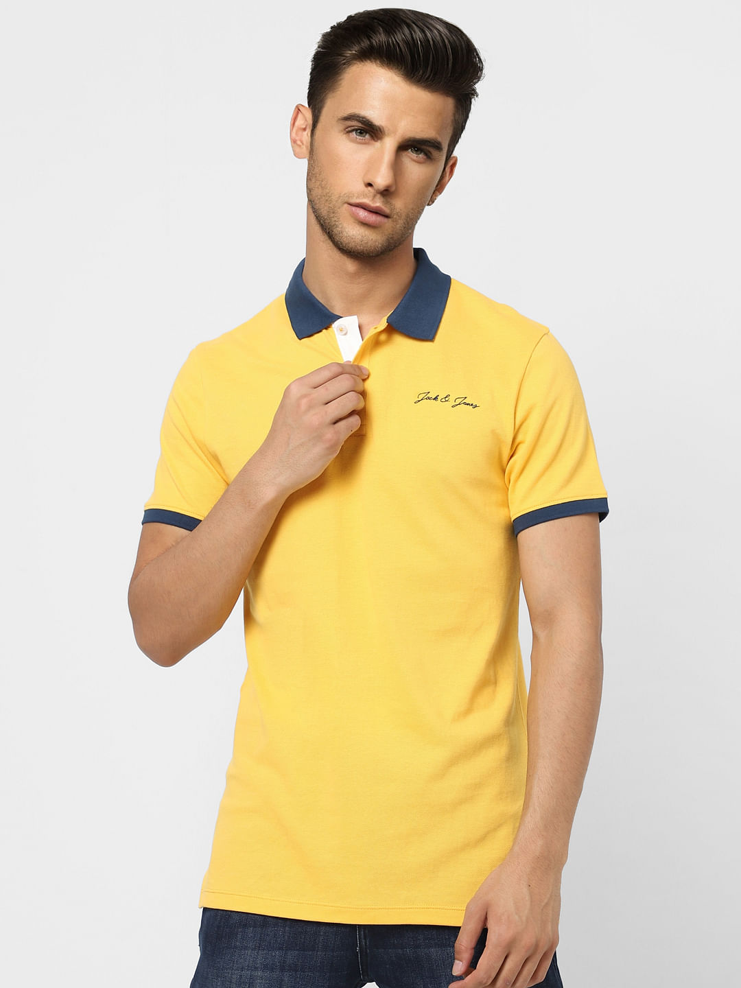Yellow Contrast Tipping Polo T-shirt