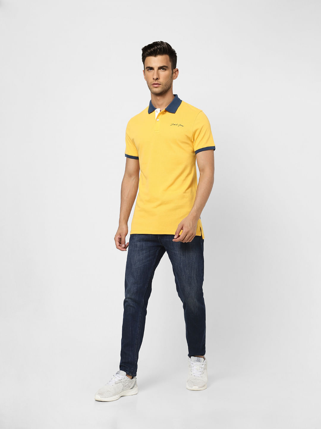 Yellow Contrast Tipping Polo T-shirt