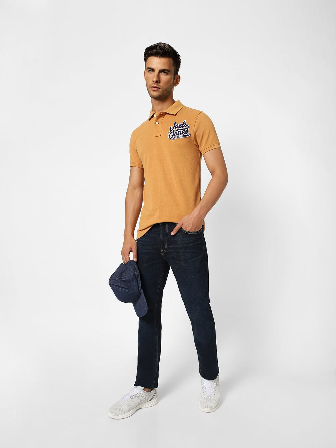 Yellow Logo Print Polo T-shirt