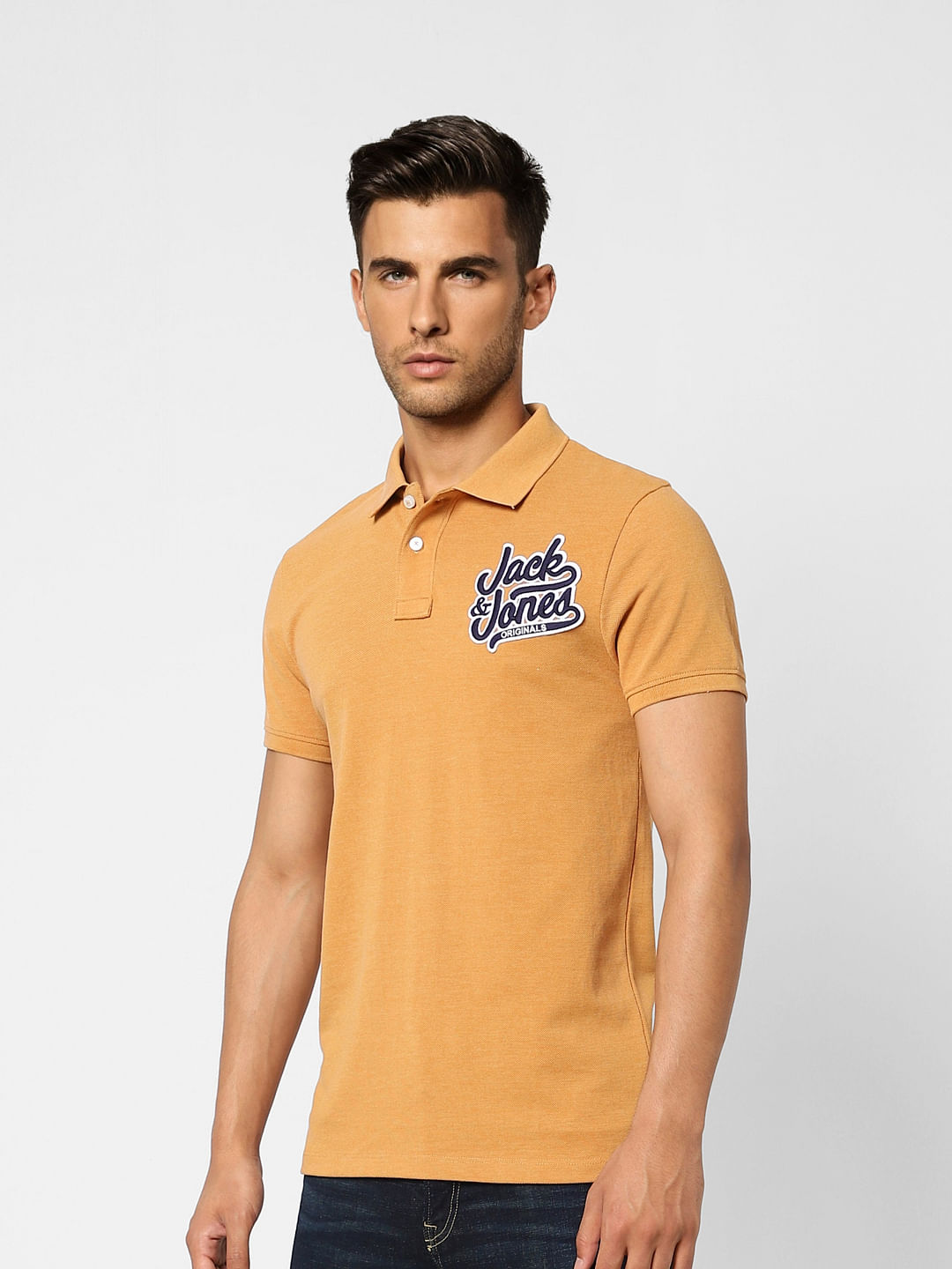 Yellow Logo Print Polo T-shirt