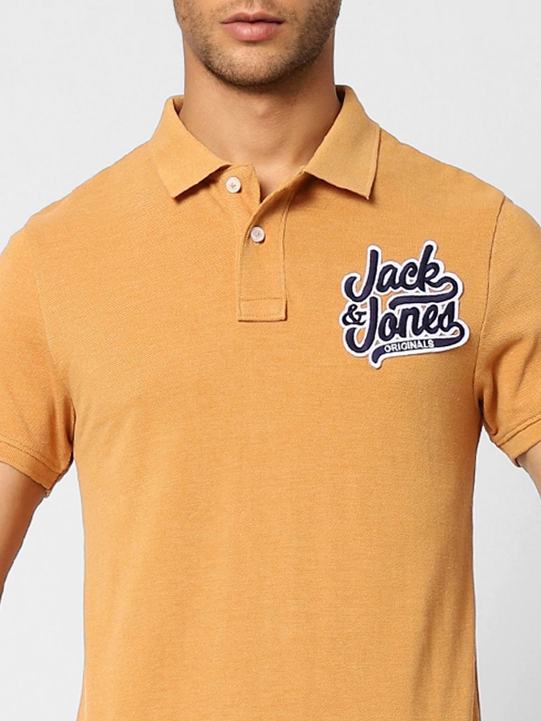 Yellow Logo Print Polo T-shirt