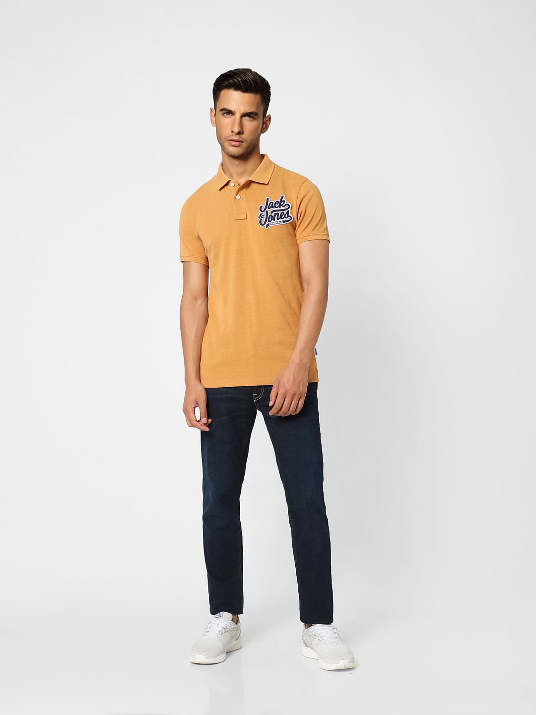 Yellow Logo Print Polo T-shirt