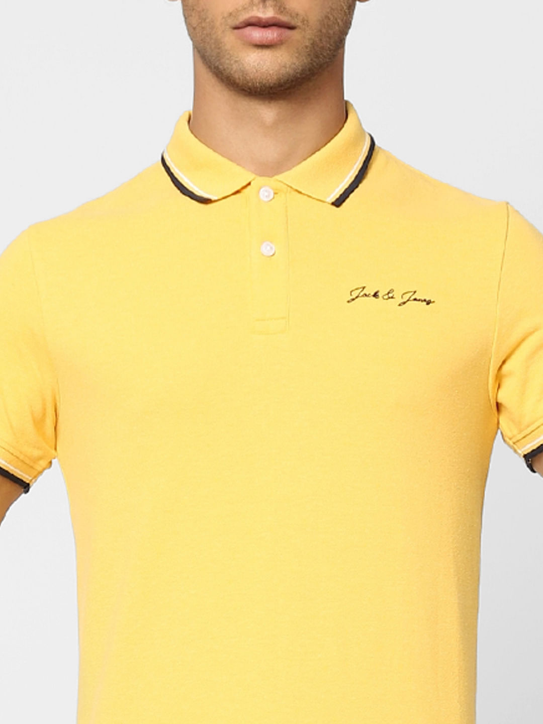 Yellow Contrast Tipping Polo T-shirt
