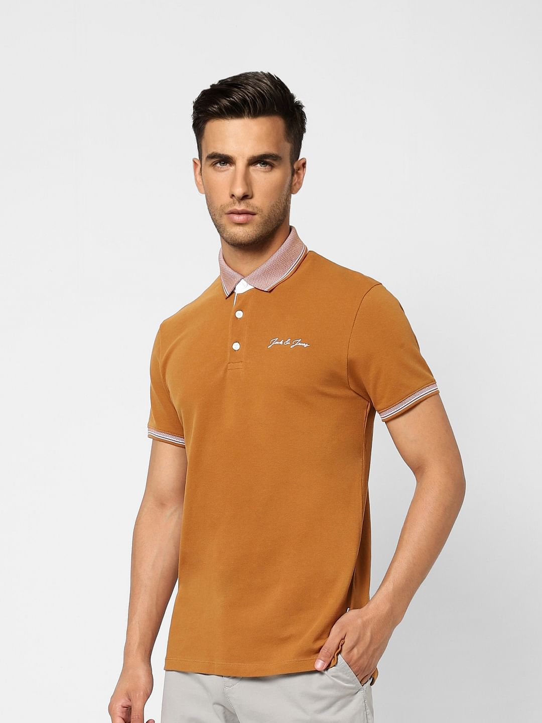 Brown Contrast Tipping Polo T-shirt