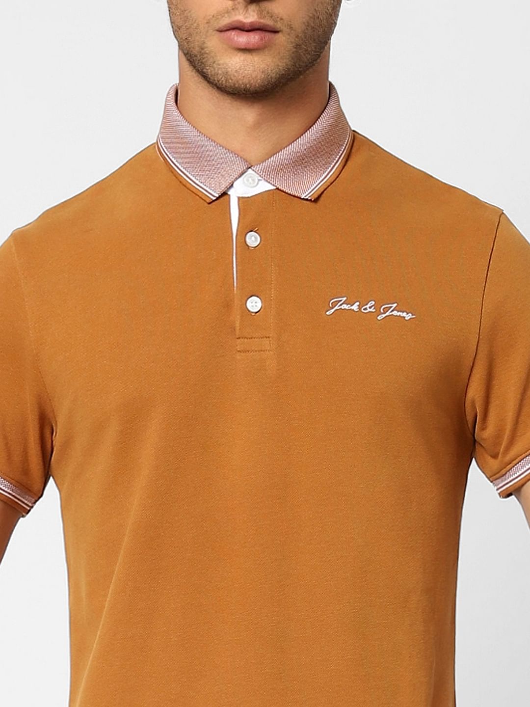 Brown Contrast Tipping Polo T-shirt