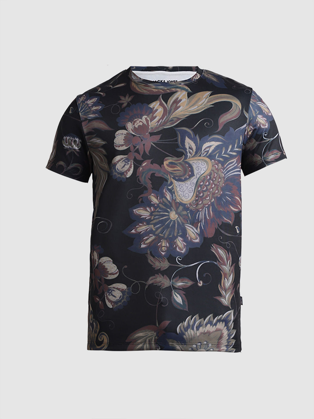 Black Floral Crew Neck T-shirt