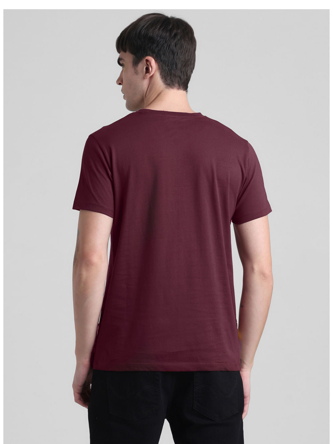 Maroon Floral Crew Neck T-shirt