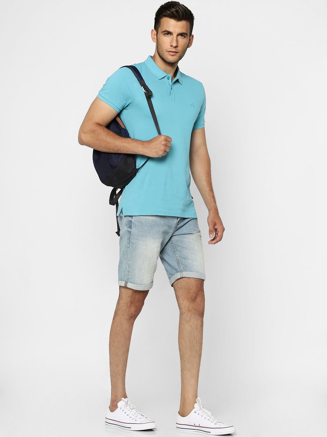 Blue Polo Neck T-shirt - S