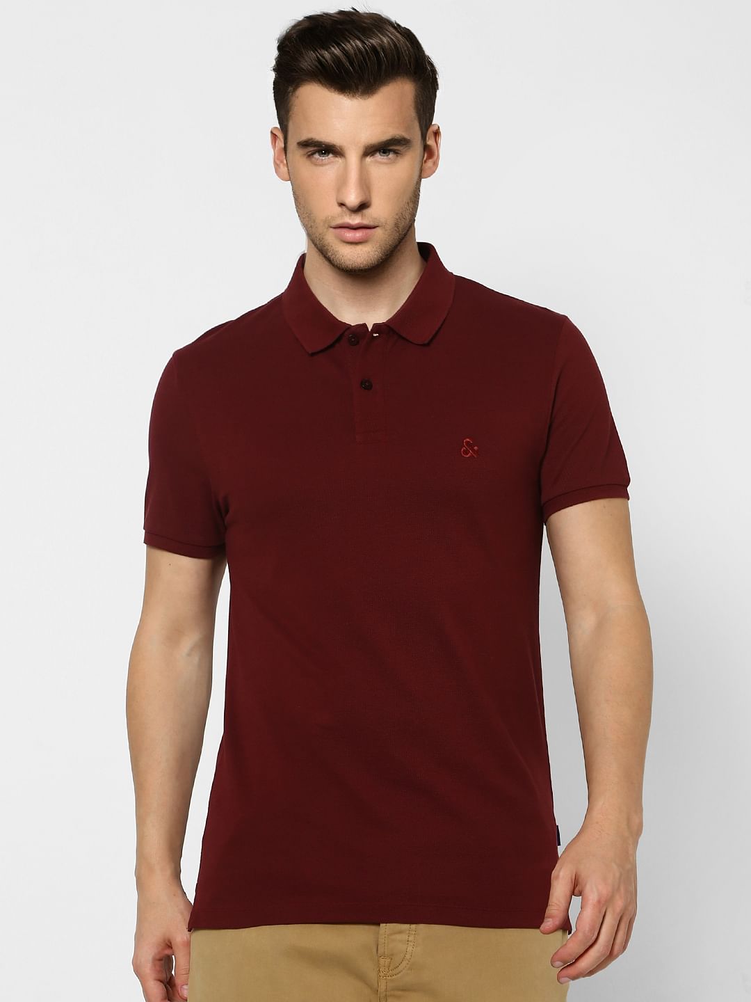 Maroon Polo Neck T-shirt